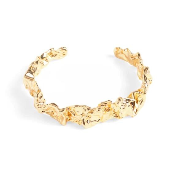 NEW Amber Sceats Emery Chunky Textured Gold Cuff Bracelet - Picture 4 of 10